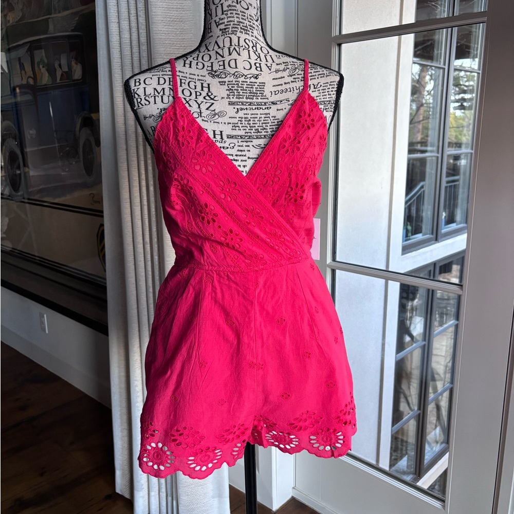 Vibrant Pink/red Lace Romper